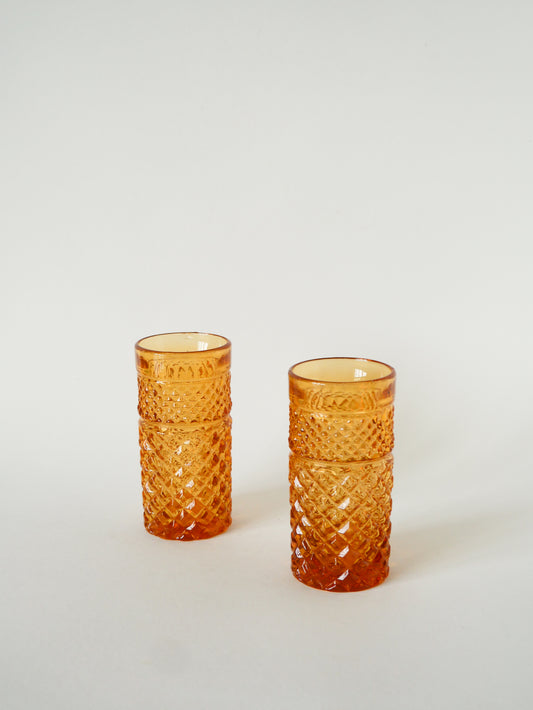 Duo de verres à whisky, Ambré, Long Drink, 1970