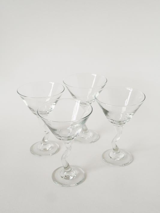Ensemble de 4 verres à cocktail / Martini, Libbey Zigzag, 1970 - 16.5 X 11 cm