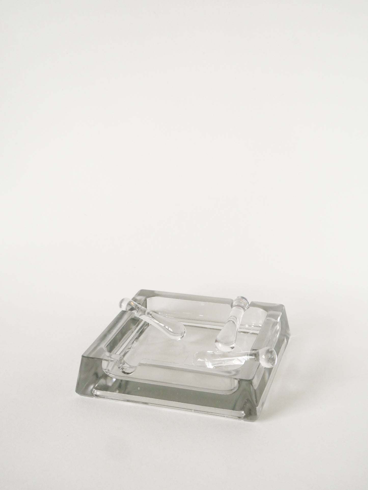 Grand vide-poche carré en verre avec mortiers, Design Scandinave, 1970