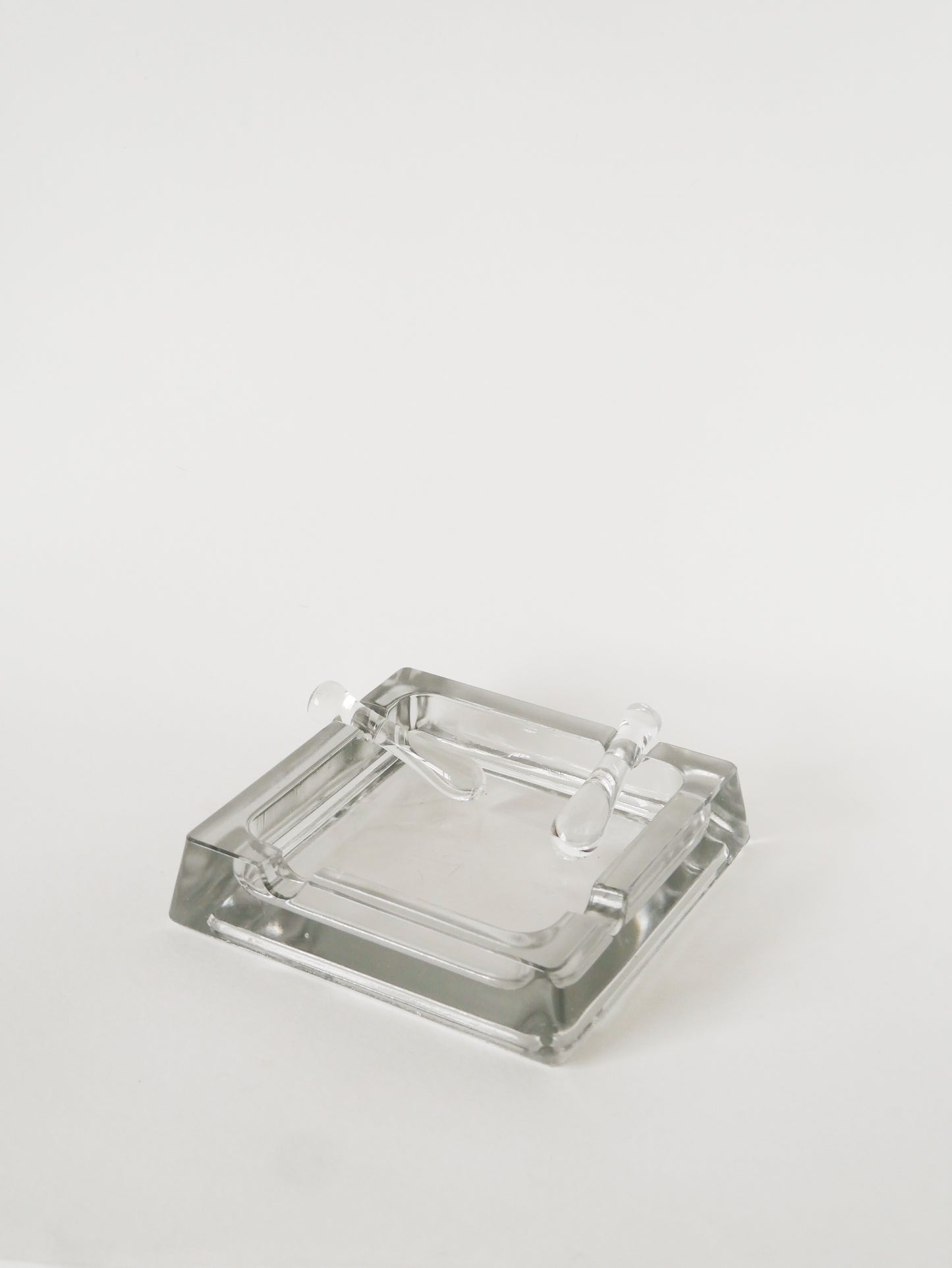 Grand vide-poche carré en verre avec mortiers, Design Scandinave, 1970