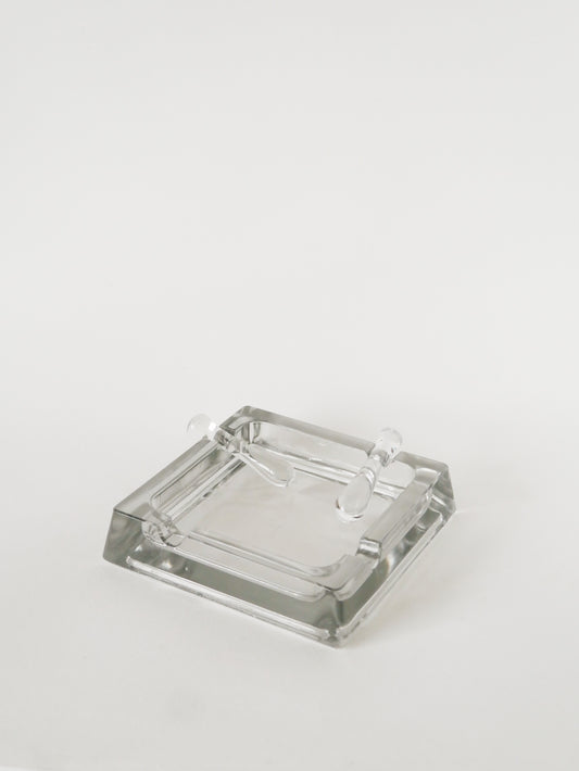 Grand vide-poche carré en verre avec mortiers, Design Scandinave, 1970