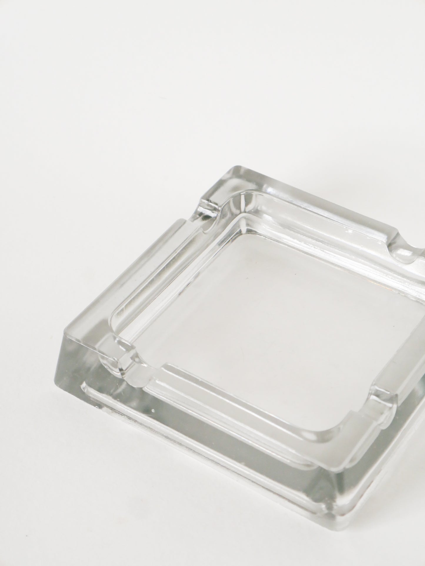 Grand vide-poche carré en verre avec mortiers, Design Scandinave, 1970