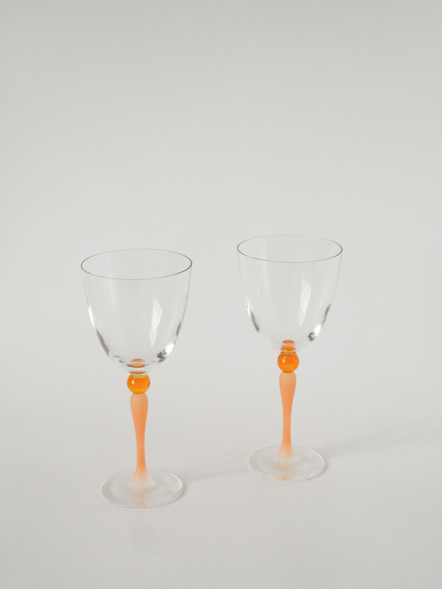 Ensemble de 6 grands verres à vin, Orange, Art Nouveau, 1920
