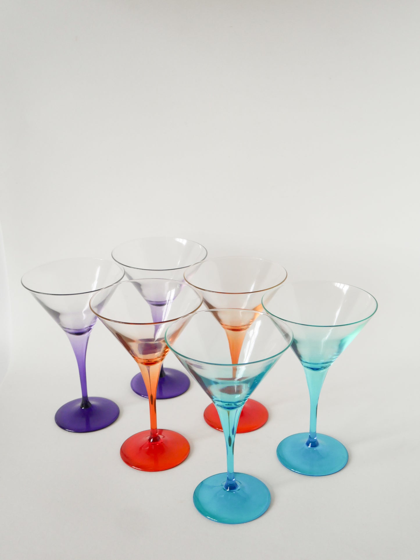 Paire de grands verres à cocktail / Martini, Orange, Made in Italy, 1970