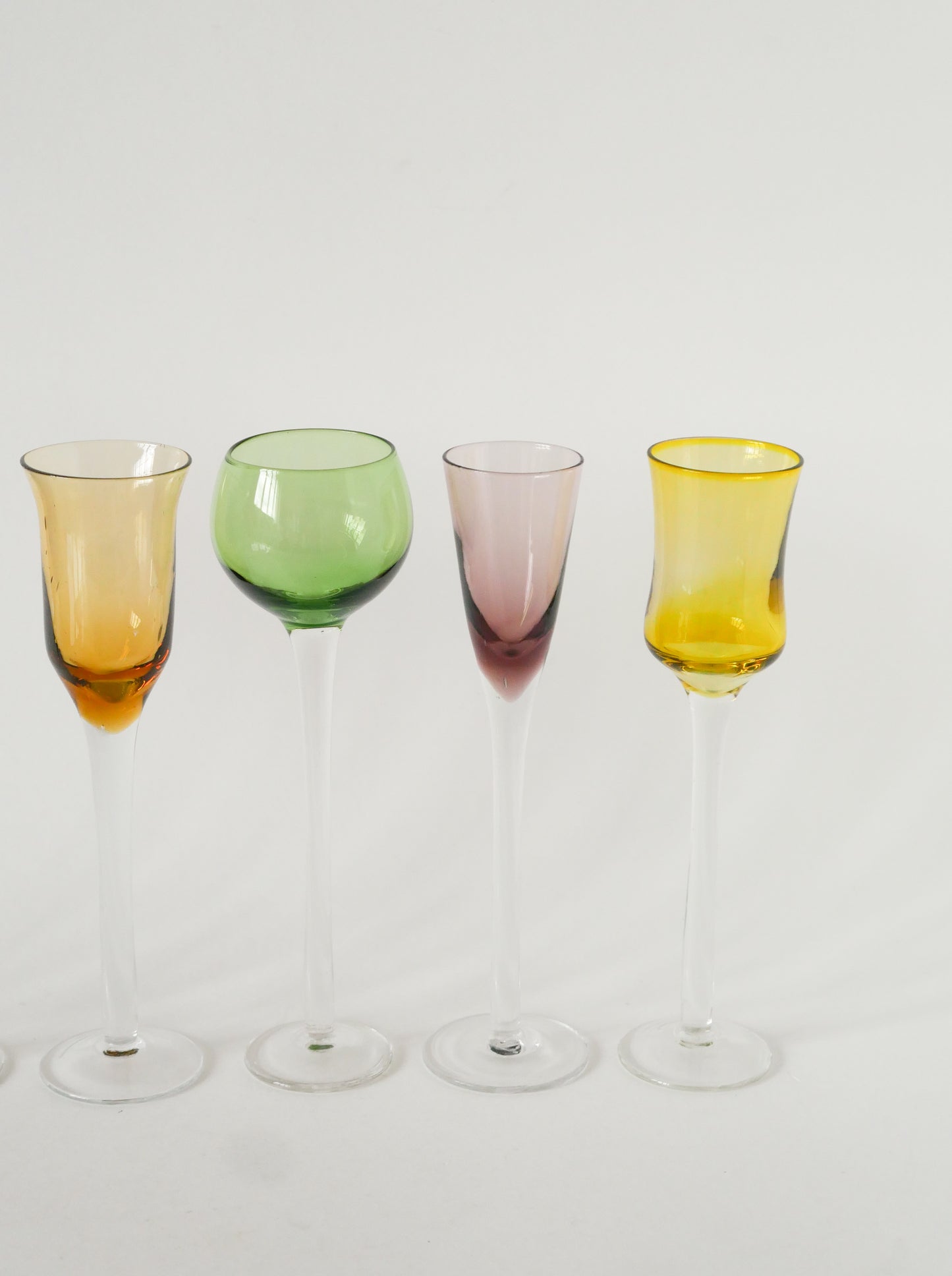 Ensemble de 6 verres à liqueur, Multicolores, Design, 1970