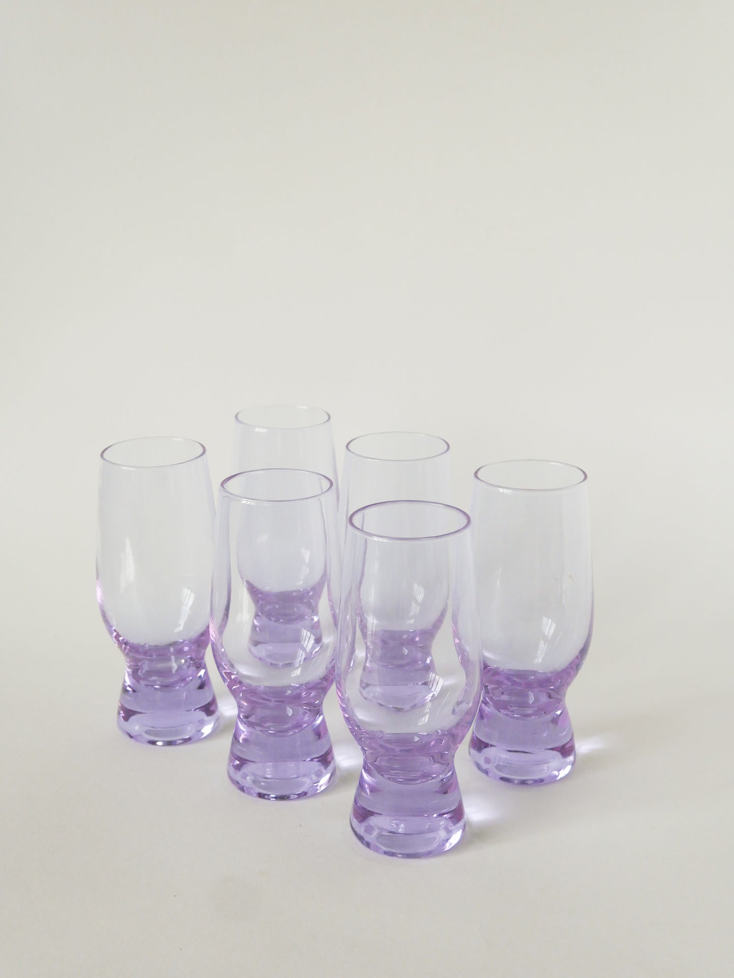 Ensemble de 6 verres à cocktails, Lilas, Design Italien, 1980
