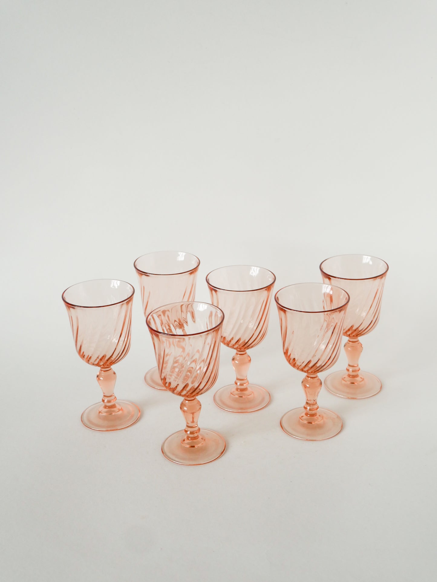 Lot de 6 petits verres à vin, Rosaline, Rose, 1970