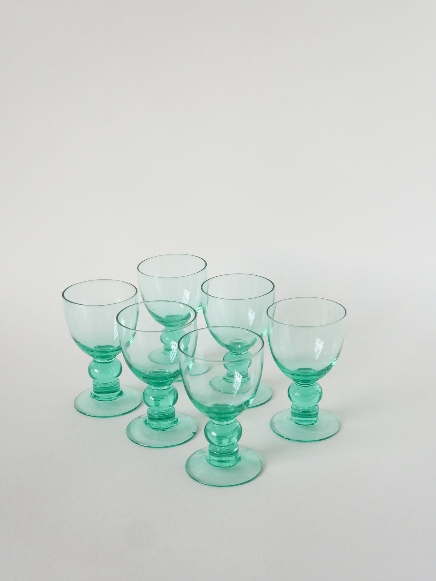 Lot de 6 verres à liqueur, Bleu Turquoise, Design, 1970