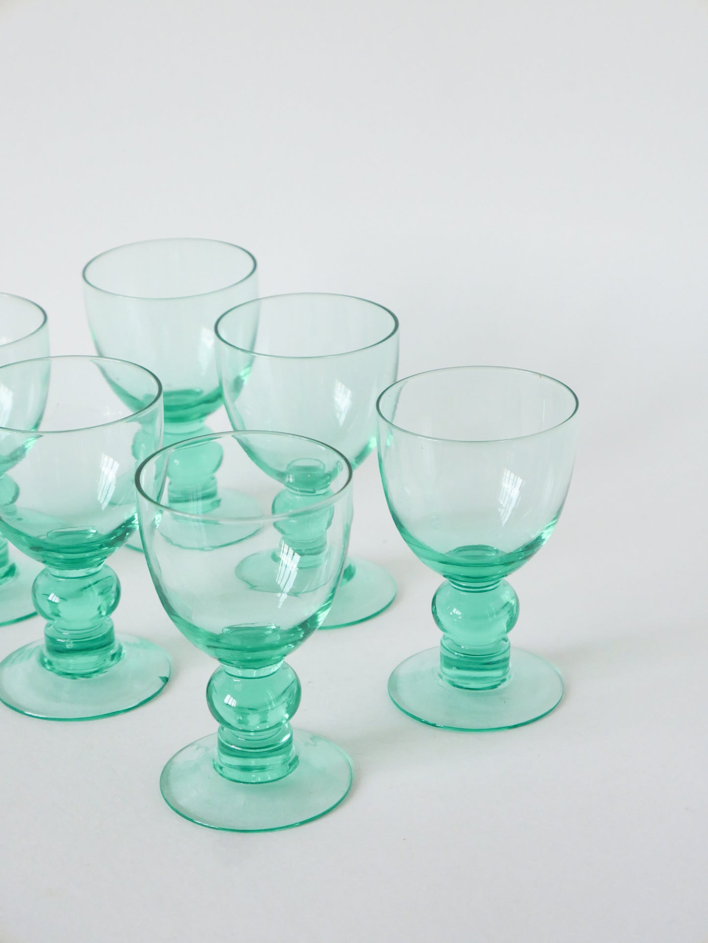 Lot de 6 verres à liqueur, Bleu Turquoise, Design, 1970