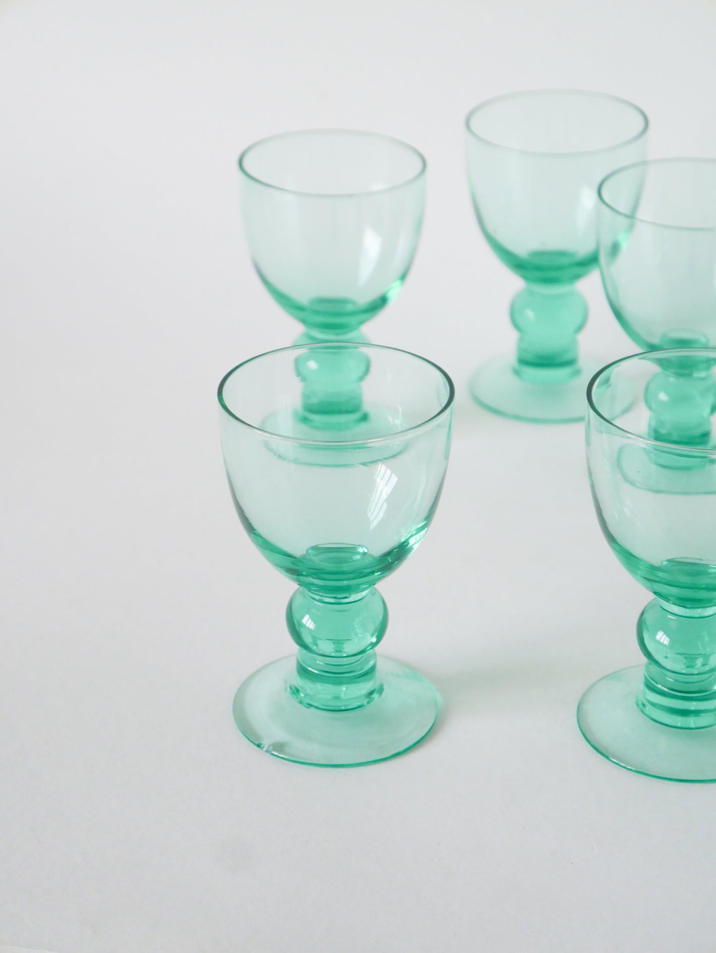 Lot de 6 verres à liqueur, Bleu Turquoise, Design, 1970