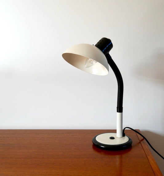 Lampe de bureau Aluminor beige et noire années 70