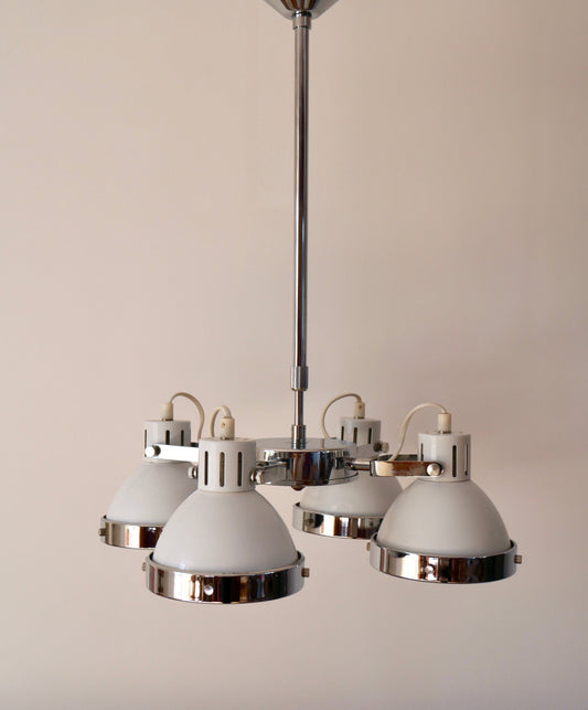 Suspension Eye Ball acier chromé et acier laqué blanc années 1970