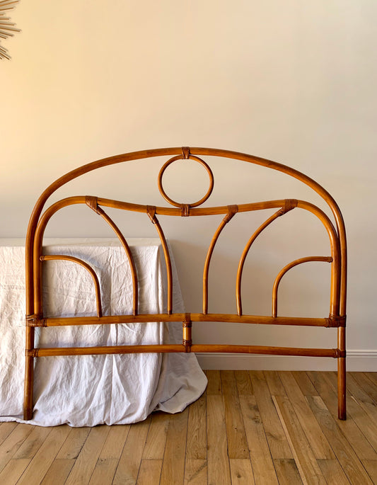 Tête de lit en rotin / bambou miel design années 60-70