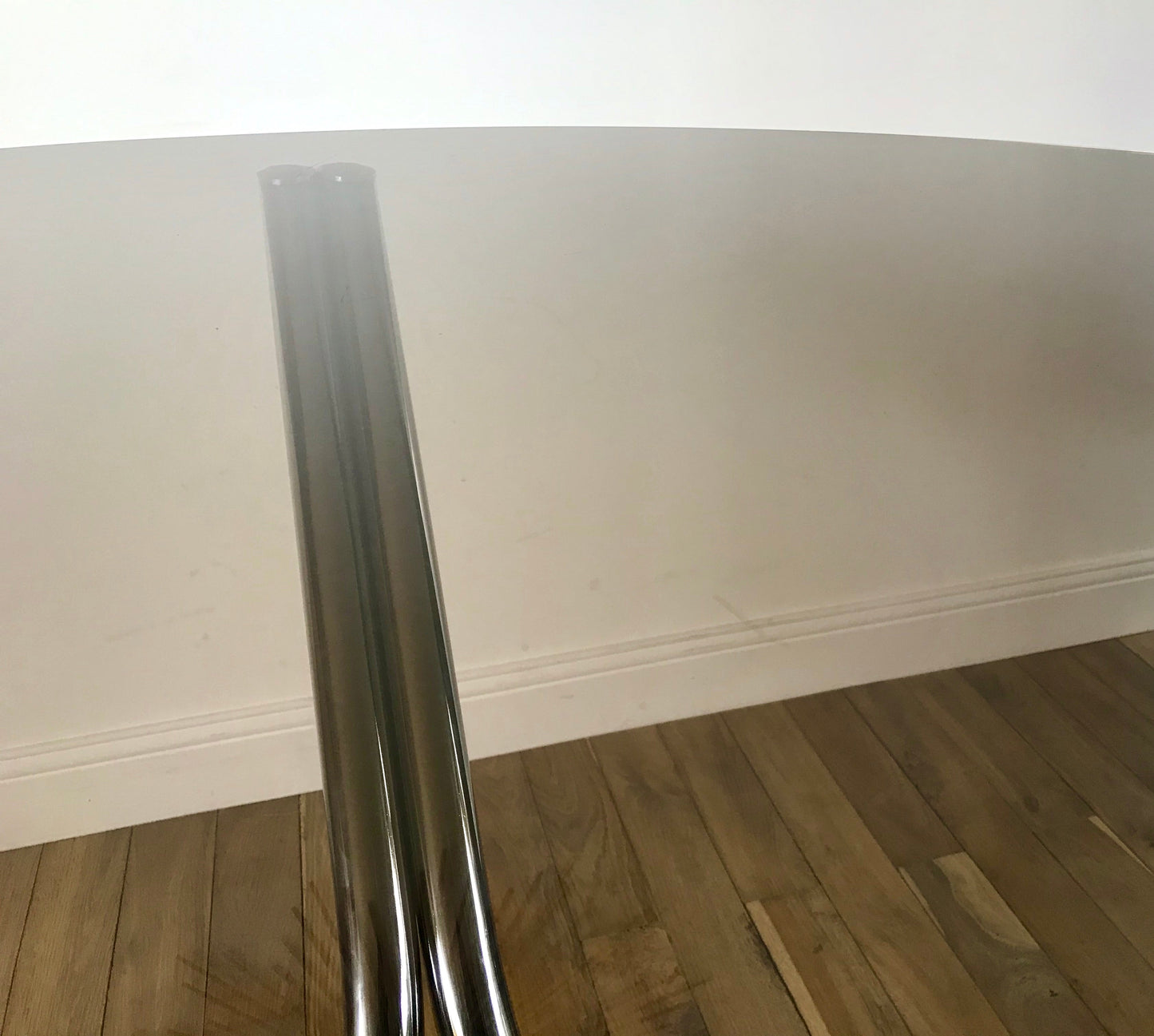 Table à manger / de salon en chrome et verre fumé années 70